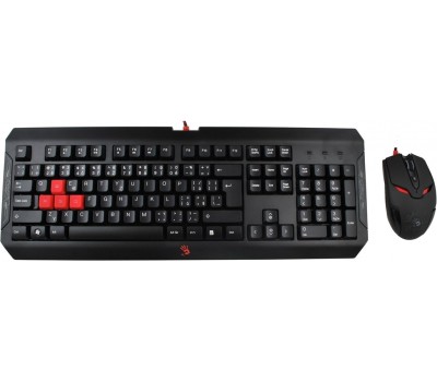 Проводной набор клавиатура+мышь A4 Tech Bloody Q1100 (Q100+S2) клав:черный/красный мышь:черная 2320