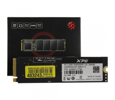 Твердотельный накопитель SSD M.2 A-DATA 256Gb ASX6000LNP-256GT-C XPG SX6000 Lite M.2 2280 4107