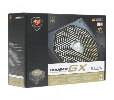 Блок питания 1050 Вт Cougar GX 1050 Модульный, Разъем PCIe-6шт,ATX v2.31, Active PFC, 140mm Fan, 80 Plus Gold) [GX1050] Retail 4634
