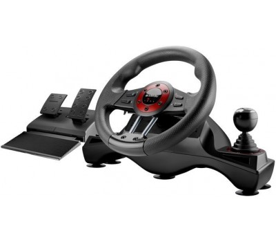 Руль Defender Extreme для PC/PS3, рычаг коробки передач, блок педалей, виброотдача, USB, чёрно-красный 4693