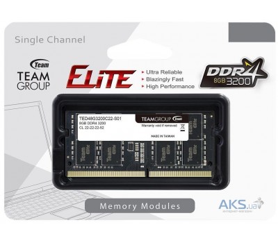 Модуль памяти для ноутбука DDR4 TEAMGROUP 8GB Elite TED48G3200C22-S01 3200MHz 5119