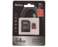 Флеш карта microSDHC NETAC 64Gb Class10 P500 NT02P500STN-064G-R + adapter 5134