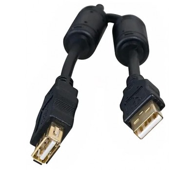 Кабель USB 2.0 5bites Am-Af 1.8m удлинитель UC5011-018A зол.разъемы, ферр.кольца, черный 5160