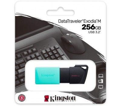 Флеш Диск USB 3.0 KINGSTON 256Gb DataTraveler Exodia M DTXM/256GB черный/зеленый 5199