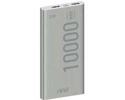 Внешний аккумулятор (Power Bank) HIPER METAL10000 Silver Li-Pol 10000mAh 2.1A+2.1A 2xUSB; Micro-USB Silver 5311