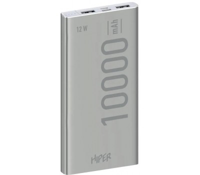 Внешний аккумулятор (Power Bank) HIPER METAL10000 Silver Li-Pol 10000mAh 2.1A+2.1A 2xUSB; Micro-USB Silver 5311
