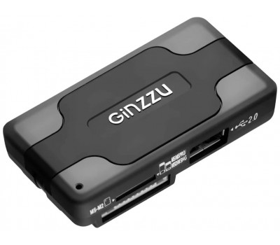 Картридер USB 2.0 Ginzzy GR-417UB SDXC/SD/SDHC/MMC/MS/microSD/M2 + 3хUSB 2.0 HUB Black 5591
