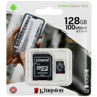 Флеш карта microSDXC KINGSTON 128Gb Class10 Canvas Select Plus SDCS2/128GB + ada 568