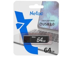 Флеш Диск USB 2.0 NETAC 64Gb U351 с колпачком, металлическая чёрная NT03U351N-064G-20BK 5767