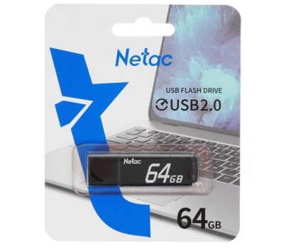 Флеш Диск USB 2.0 NETAC 64Gb U351 с колпачком, металлическая чёрная NT03U351N-064G-20BK 5767