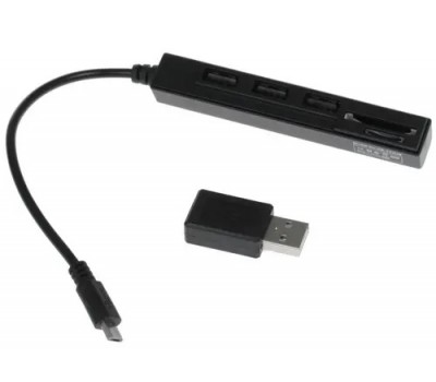 Картридер USB 2.0 Ginzzu GR-513UB OTG/PC & 3 port USB 2,0 hub 5809