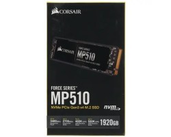 Твердотельный накопитель Corsair MP510 SSD M.2 2280 1920GB Client CSSD-F1920GBMP510 PCIe Gen3x4 with NVMe, 3480/2700, IOPS 485/530K, MTBF 1.8M, 3D TLC, 3120TBW, NVMe 1.3, RTL