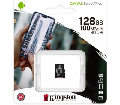 Флеш карта microSDXC KINGSTON 128Gb Class10 Canvas Select Plus 100R A1 C10 SDCS2/128GB w/o ADP