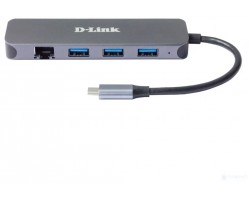 Док-станция D-Link DUB-2334/A1A с разъемом USB Type-C, 3 портами USB 3.0, 1 портом USB Type-C/PD 3.0, 1 портом Gigabit Ethernet