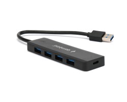 USB-Хаб GEMBIRD Gembird UHB-C414 USB 3.0 4 порта, кабель 19см, с доп питанием (Type-C) <20798>