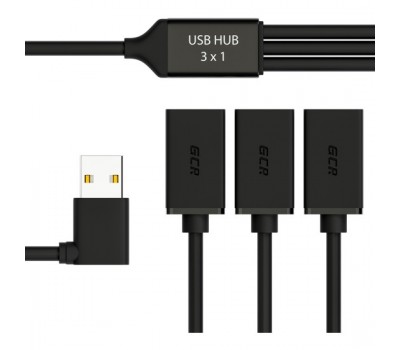USB-Хаб Greenconnect GCR-51545 USB 2.0  гибкий 0.35m для 3-х устройств одновременно