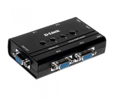 KVM-Switch D-Link DKVM-4U/C2A 4-port VGA+USB. video res. up to 2048 x 1536,  2 Sets of KVM Cable