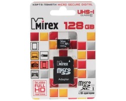 Карта памяти Mirex 128 Gb SDXC, U1, 100 Mb/s