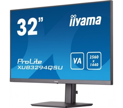 Монитор 32  Iiyama XUB3294QSU-B1 VA, 2560x1440, 250cd/m Speakers, DP, HDMI, USB-HUB (2x 3.0), 15cm Height Adj. Stand, Черный