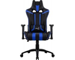 Игровое кресло AeroCool AC120 AIR-BB черно-синее, с перфорацией, до 150 кг  <4713105968323>