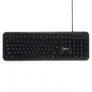 Клавиатура USB GEMBIRD KB-200L с подстветкой, черный, 104 клавиши, подсветка белая, кабель 1.45м <KB-200L> 7559