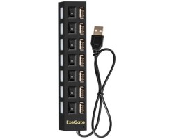 USB-Хаб Exegate USB 2.0 EX293978RUS DUB-72SW 7xUSB2.0, кнопки включения/отключения для каждого порта, Plug&Play, черный <EX293978RUS> 7807