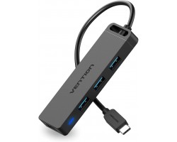 USB-Хаб Vention Type-C to 4-Port USB 3.0 Hub with Power Supply Black 0.15M ABS Type <TGKBB> 7832