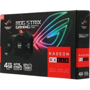 Видеокарта ASUS ROG-STRIX-RX560-4G-V2-GAMING AMD Radeon RX 560 4096Mb PCI-E 128 GDDR5 1199/6000 DVIx1 HDMIx1 HDCP Ret <ROG-STRIX-RX560-4G-V2-GAMING> 8009