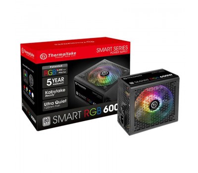 Блок питания 600 Вт Thermaltake Smart RGB 600 80+ (24+4+4pin) APFC 120mm fan color LED 5xSATA PS-SPR-0600NHSAWE-1 900